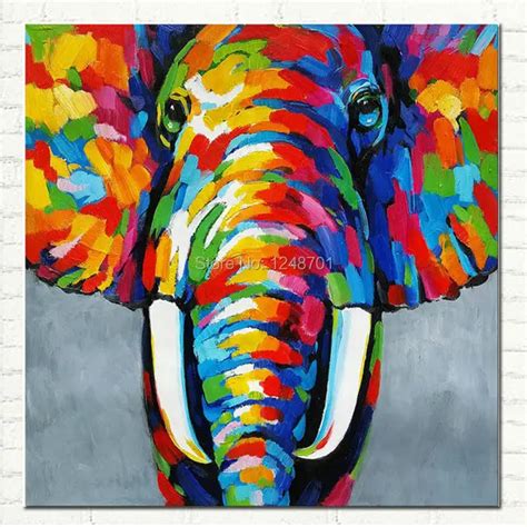 Pop Art Elephant Oil Painting On Canvas African Abstract Art Wildlife ...