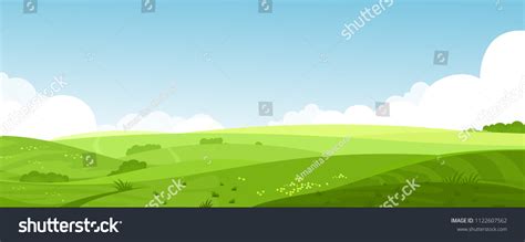 Vector Illustration Beautiful Summer Fields Landscape Stock Vector ...