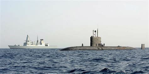 Trafalgar class nuclear submarine HMS Triumph and air defence destroyer ...