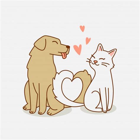 Premium Vector | Dog and cat love each other illustration | Cat and dog ...