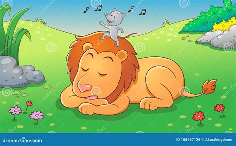 The Lion and the Mouse. Aesop Fairy Fable Tale Stock Vector ...