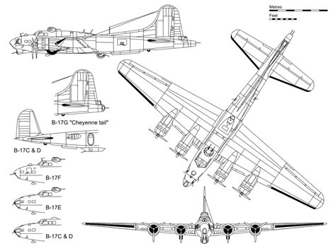 Boeing B-17 Flying Fortress Blueprint - Download free blueprint for 3D ...