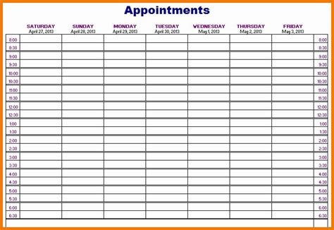 Free Appointment Schedule Template Beautiful Printable Appointment ...