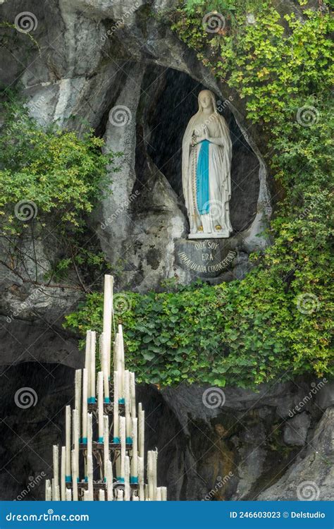 Statue of Virgin Mary in the Grotto of Our Lady of Lourdes France Stock ...