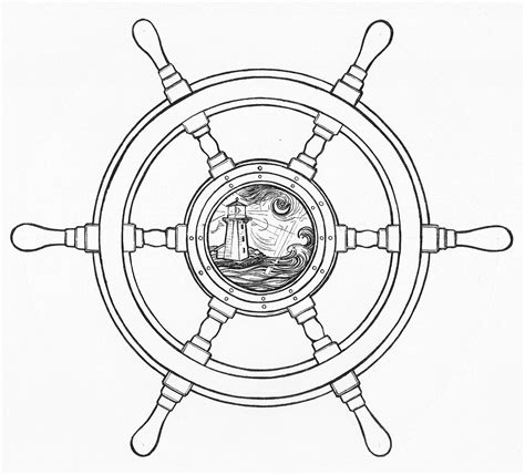 Ship Wheel Drawing at PaintingValley.com | Explore collection of Ship ...