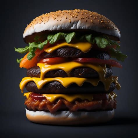 Premium AI Image | Photo of a cheeseburger with plenty of ingredients