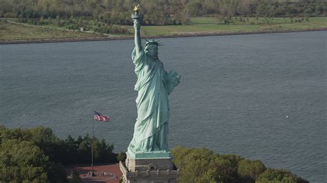 4K stock footage aerial video of the front side of the Statue of ...