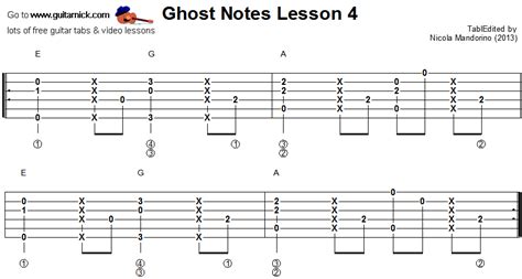 Ghost Notes guitar lesson 4: GuitarNick.com