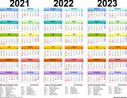 2021-2023 Three Year Calendar - Free Printable PDF Templates