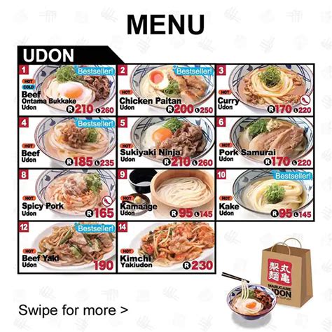 Menu at Marugame Udon restaurant, Mandaluyong, Epifanio de los Santos Ave