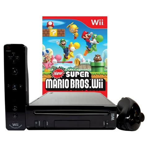 Refurbished Nintendo Wii Black Console With New Super Mario Brothers ...