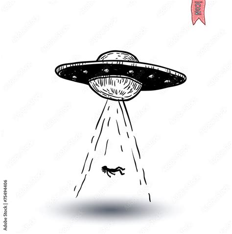 Ufo icon Pencil drawing sketch. Vector illustration. Stock Vector ...