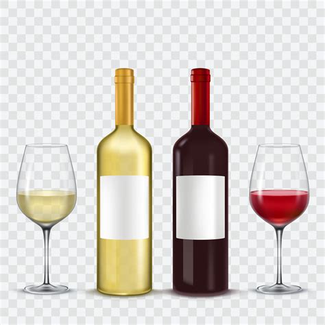 Two bottles and glasses of wine - red white - Download Free Vectors ...