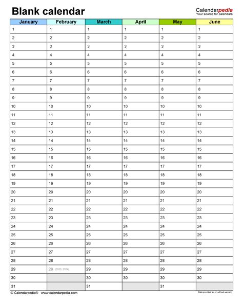 Blank Calendars - Free Printable Microsoft Excel templates