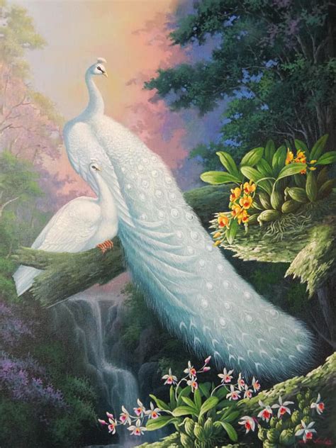 White Peacock Painting Famous Peacock Paintings Royal Thai Art ...