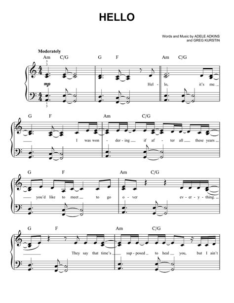 Adele Piano Sheets Music Printable | Activity Shelter