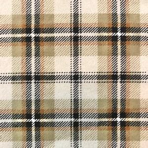 Cream & Tan Trent Plaid Flannel Fabric by the Yard 100% Cotton Printed ...