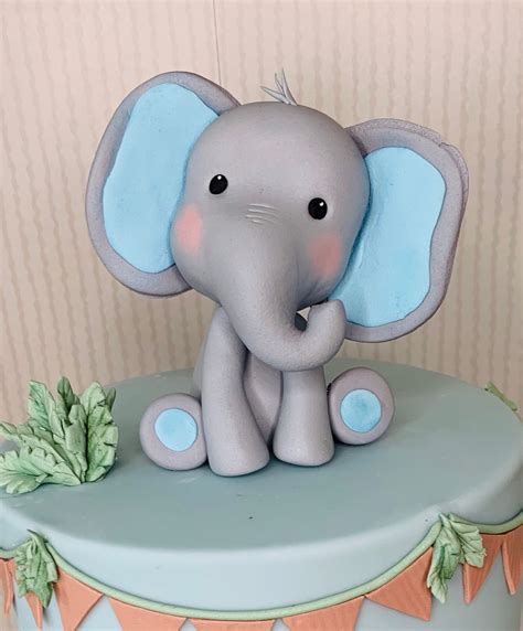 Elephant Cake Topper Cake Figurine Fondant Cake Topper | Etsy