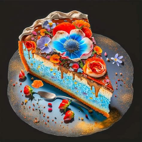 Premium AI Image | A painting of a cake with flowers on it