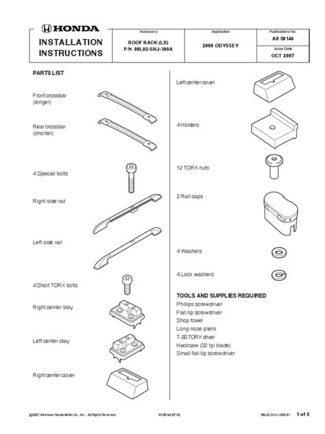 Honda Odyssey Roof Rack Installation | PDF | Motor Vehicle ...