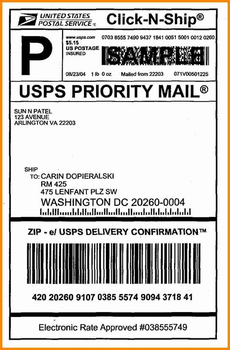 Printable Usps Shipping Label Template