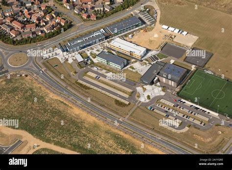 Sybil Andrews Academy and Skyliner Sports Centre, aerial view, at Bury ...