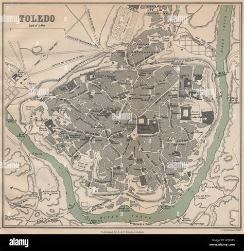 TOLEDO. Vintage town city map plan. Spain, 1899 Stock Photo - Alamy