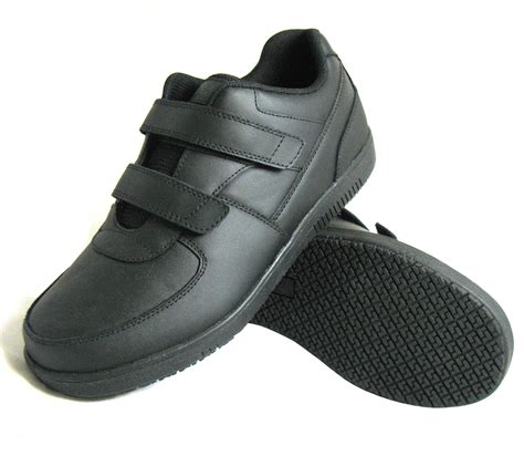 Genuine Grip Men's #2030 Slip-Resistant Velcro Work Shoes Wide - Black