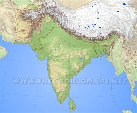 Blank Physical Map Of Asia With Rivers