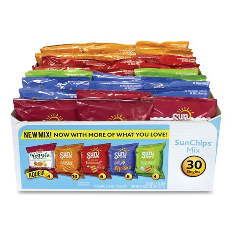 SunChips Variety Mix, Assorted Flavors, 1.5 oz Bags, 30 Bags/Carton ...