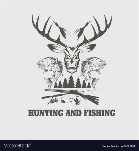 Hunting and fishing vintage emblem design template