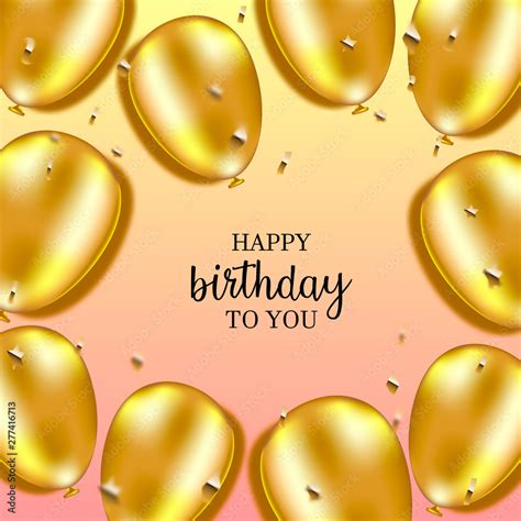 Happy Birthday background. Gold Balloons. Stock Vector | Adobe Stock