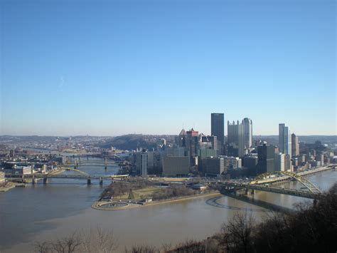 Free photo: Pittsburgh Winter Skyline - Bridge, Buildings, Glass - Free ...