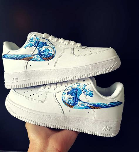 Custom Nike Air Force One Kanagawa Great Wave AF1 Custom | Etsy