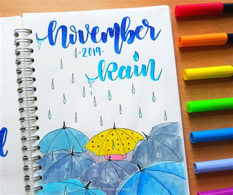 November 2019 Bullet Journal Setup | Rainy day Theme : bulletjournal