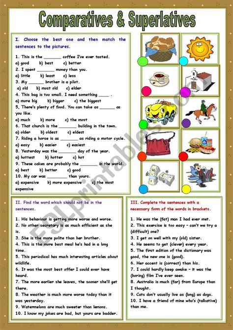 Comparatives and Superlatives - ESL worksheet by kosamysh