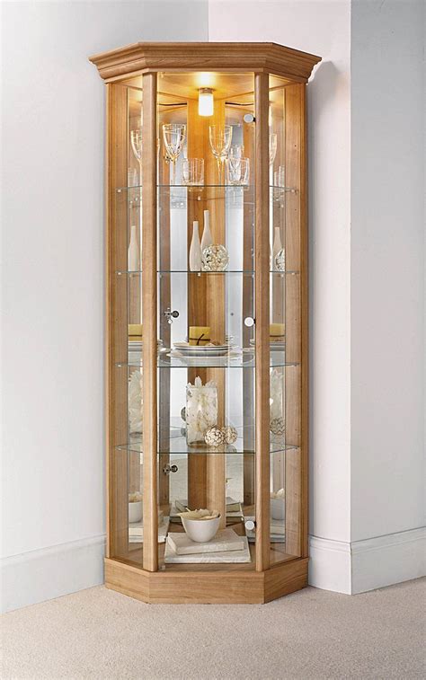 Home corner cabinet with pelmet glass display case oak dark oak or ...