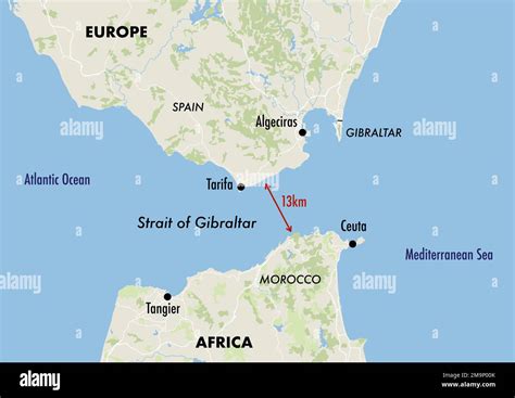 Strait Of Gibraltar On Map Of Europe