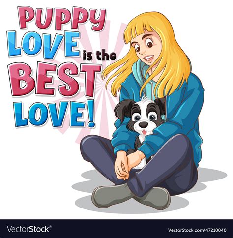 Girl with cute puppy Royalty Free Vector Image