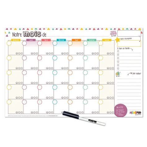 Calendrier Mensuel Familial Horizontal Minimo - Clément