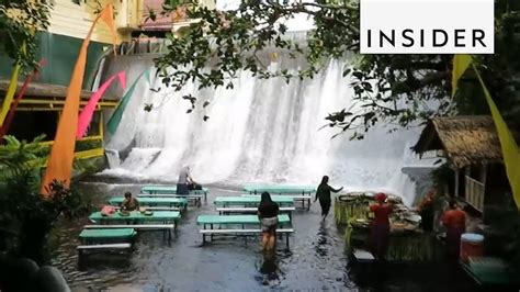 Eat At A Restaurant That's Literally In A Waterfall - YouTube