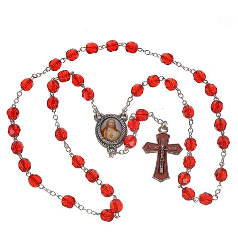 Precious Blood rosary in red crystal 6mm | online sales on HOLYART.com