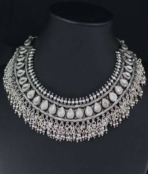 925 Silver Indian Silver Collar Necklace Wedding & Engagement Jewellery ...