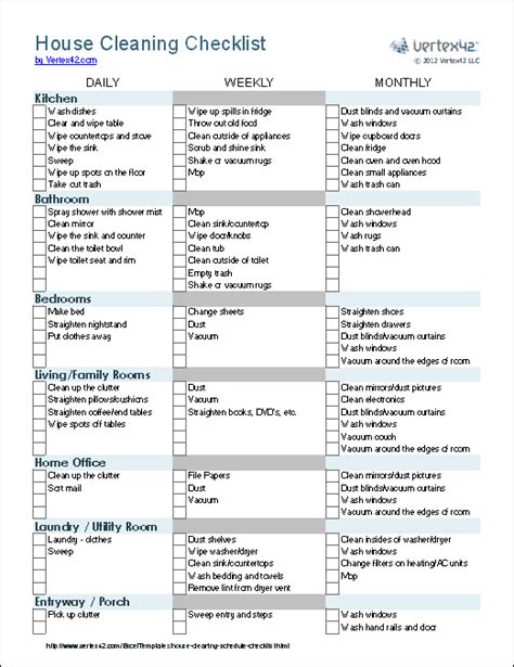 Cleaning Schedule Template - Printable House Cleaning Checklist