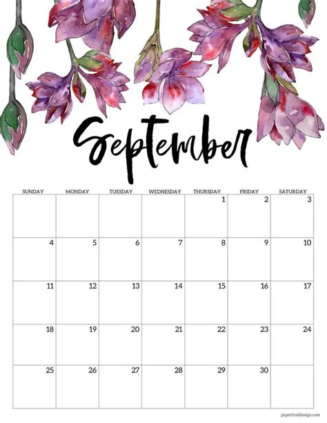 2022 Free Printable Calendar – Floral - Paper Trail Design | Free ...