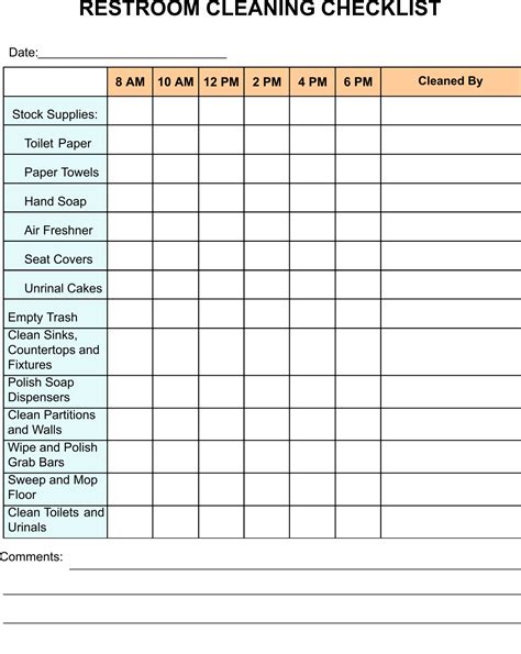 Restroom Cleaning Schedule - 10 Free PDF Printables | Printablee