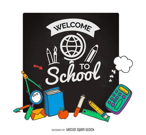 Illustrated poster that features a chalkboard that says welcome to ...