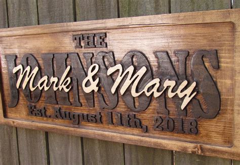 3- D Personalized Carved Wood Sign for Couples - Custom Signs