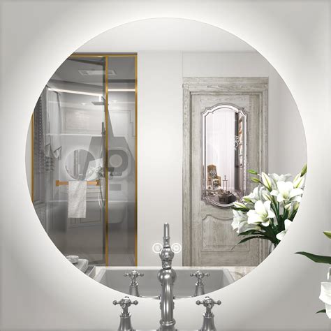 Round LED Mirror, 32 Inch Round Backlit LED Mirror, Bathroom Vanity ...