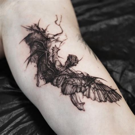 Darkness Fallen Angel Tattoo by @sixtenism - Tattoogrid.net